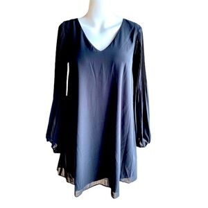 Blue Blush Shift Dress in Black